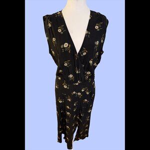 Veronica Beard Black Floral Midi Dress